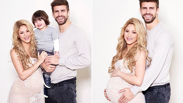 Shakira und Gerard Piqué mit ihrem ersten Sohn Milan , der jetzt ein Brüderchen bekommen hat. (Bild: twitter.com/shakira)