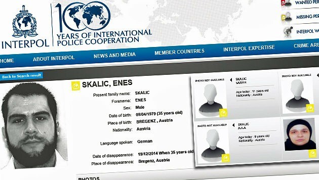 Auf der Webseite von Interpol wurden die Fahndungsinformationen rund um die Familie veröffentlicht. (Bild: Screenshot Interpol)