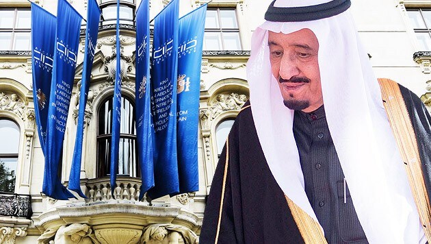 Der neue saudi-arabische König Salman; im Hintergrund das Abdullah-Zentrum in Wien (Bild: APA/ EPA/SAUDI PRESS AGENCY, APA/HERBERT NEUBAUER)