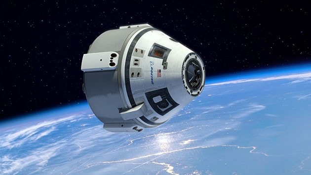 Künstlerische Illustration der Raumkapsel „CST-100 Starliner“ im Weltall (Bild: Boeing)