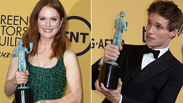 Julianne Moore und Eddie Redmayne wurden mit einem SAG Award ausgezeichnet. (Bild: APA/EPA/PAUL BUCK)