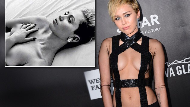 Miley Cyrus zeigt ihre Nippel. (Bild: instagram.com/mileycyrus, Jordan Strauss/Invision/AP)