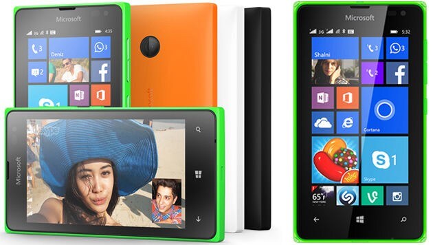 Lumia 435 (links) und 532 (rechts) ähneln sich bis auf die Kamera stark. (Bild: Microsoft)