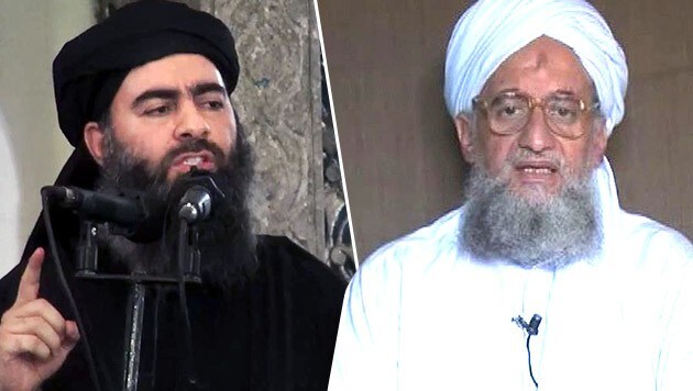 Bagdadi (IS) und Zawahiri (Al-Kaida) (Bild: AP, APA/EPA/SITE INSTITUTE / HANDOUT)