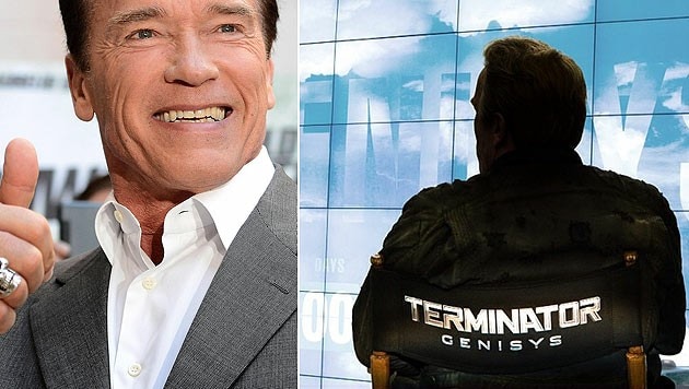 Zum Abschluss der "Terminator Genisys"-Dreharbeiten postete Arnie ein Bild von sich im Regiestuhl. (Bild: EPA/CLAUDIO ONORATI, facebook.com/arnold)