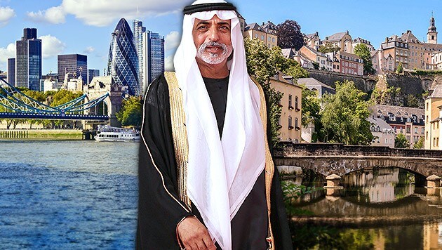 Scheich Mansur Bin Zayed Al Nahyan aus Abu Dhabi, der Besitzer des Fußballklubs Manchester City (Bild: AFP, EPA, thinkstockphotos.de, krone.at-Grafik)