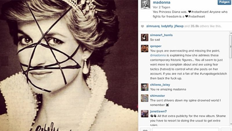 Lady Diana ist laut Madonna ebenfalls ein "Rebel Heart". (Bild: instagram.com/madonna)