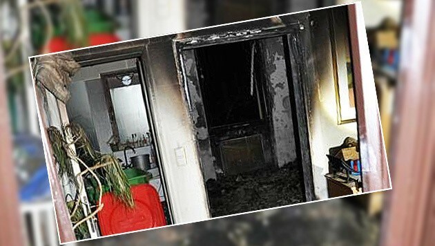 Die Wohnung in Wien-Hietzing wurde durch die Flammen schwer beschädigt. (Bild: APA/POLIZEI/UNBEKANNT)