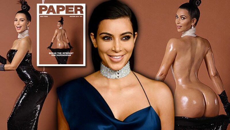 Kim Kardashian am Cover des "Paper"-Magazins. Der ölige Po sollte das Internet lahmlegen. (Bild: Paper, Jordan Strauss/Invision/AP, krone.at-Grafik)