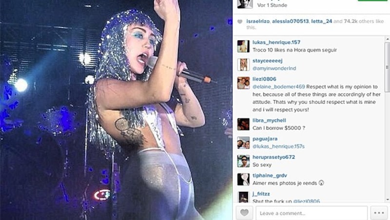 Wie eine halbnackte Discokugel schaute Miley bei der Art Basel in Miami aus. (Bild: instagram.com/mileycyrus)