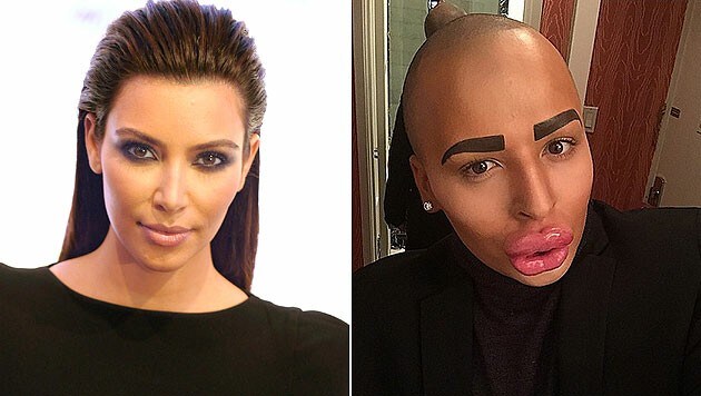 Kim Kardashian wird von Fan Jordan James Parke kopiert - koste es, was es wolle. (Bild: EPA, instagram.com/jordanjames2014)