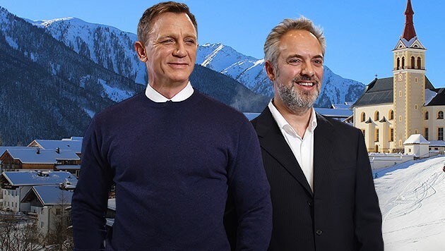 Daniel Craig und Sam Mendes holen Bond wieder in den Schnee - in diesem Fall von Obertilliach. (Bild: AFP, Tourismusbüro Obertilliach, krone.at-Grafik)