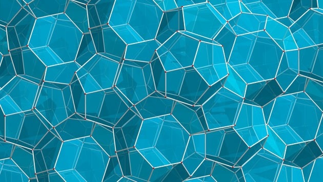Ein Ausschnitt aus der Kristallstruktur von "Eis XVI" (Bild: Universität Göttingen/Kuhs)