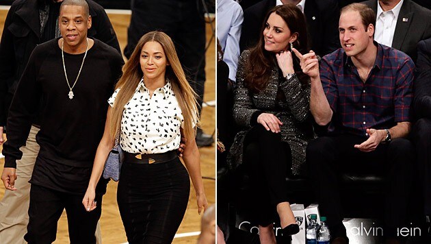 Jay-Z und Beyonce trafen beim Basketball auf Kate und William. (Bild: APA/EPA/JASON SZENES)
