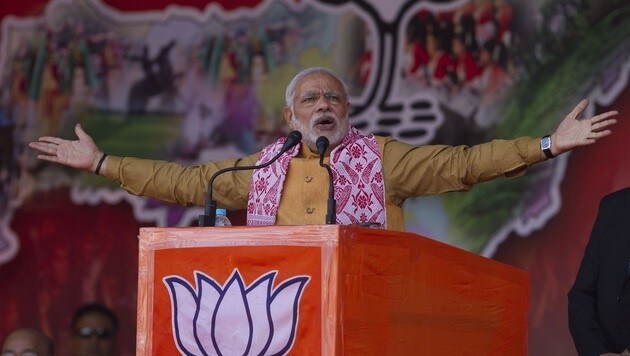 Indiens Premierminister Narendra Modi bei seiner Rede (Bild: AP)