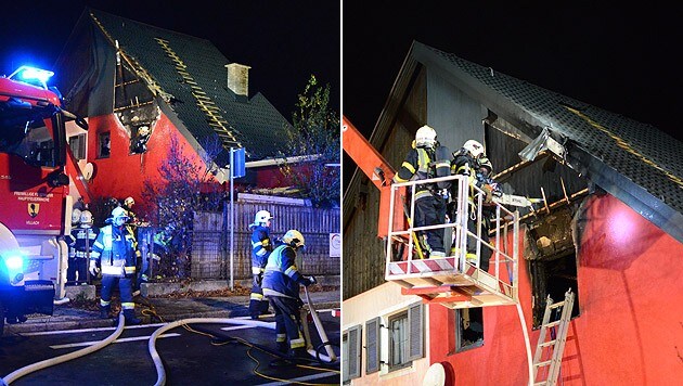 In dieser Doppelhaushälfte in Villach wütete das Feuer. (Bild: APA/HFW VILLACH)