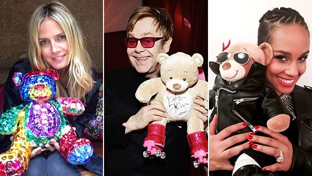 Heidi Klum, Alicia Keys und Elton John kreierten ihren persönlichen Bären. (Bild: facebook.com/bobbibear)