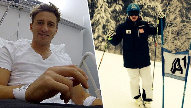 Vor einem Monat im Spital, jetzt schon wieder auf Skiern: Matthias Mayer. (Bild: Georg Fraisl, facebook.com)
