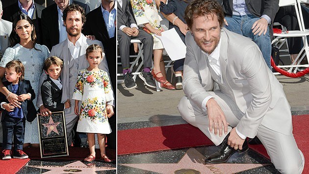 Matthew McConaughey mit seiner Familie bei der Verleihung des Sterns am Walk of Fame. (Bild: AP)