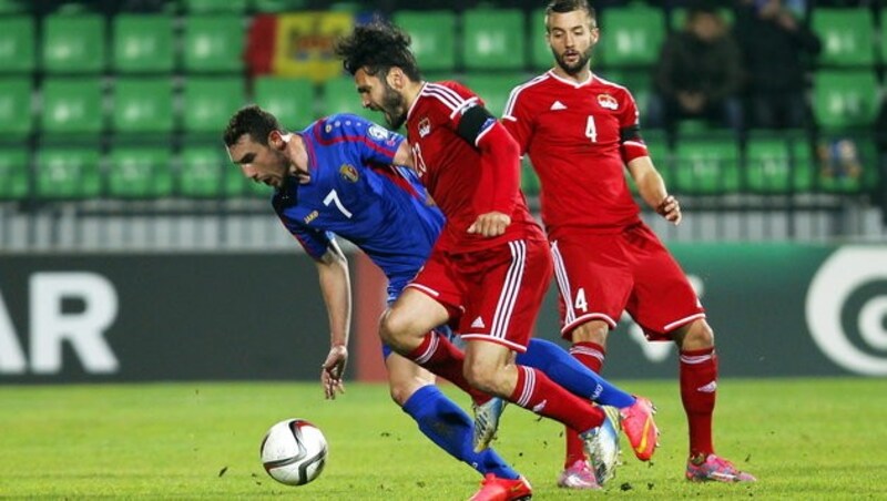 Liechtensteins Polverino beim 1:0-Sieg gegen Moldawien (Bild: APA/EPA/DUMITRU DORU)