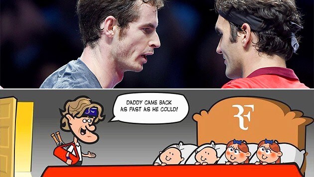 Ein Federer-Fan stellte via Facebook den klaren Sieg des Schweizers mit viel Witz grafisch dar... (Bild: APA/EPA/ANDY RAIN, facebook.com)