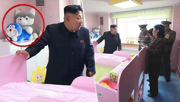 Hat sich da jemand einen kleinen Spaß mit Kim Jong Un erlaubt? Sieht fast so aus! (Bild: KCNA)