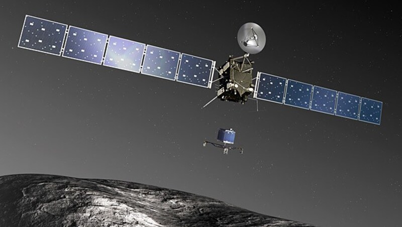 Sonde "Rosetta" beim Absetzen der Landeeinheit "Philae" (Bild: ESA/C. Carreau/ATG Medialab)