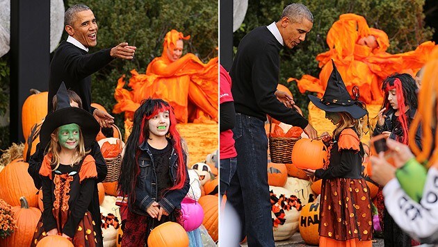 US-Präsident Barack Obama teilte Süßigkeiten aus. (Bild: AP)