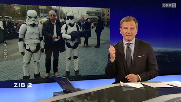 "ZiB 2": "Diese beiden Herren sind bekanntermaßen 'Stormtroopers' ... (Bild: tvthek.orf.at)