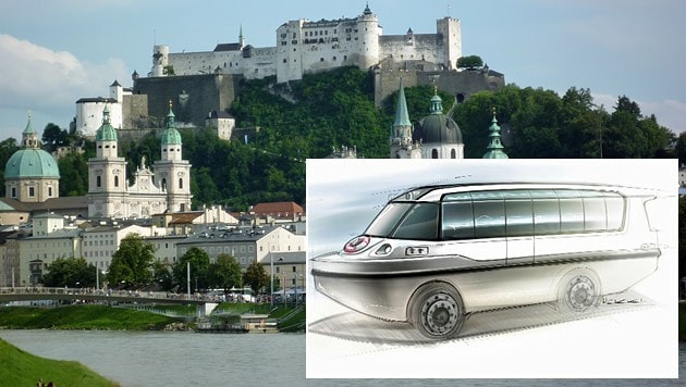 So sieht das neue Amphibienfahrzeug aus, das ab Mai in Salzburg zum Einsatz kommen wird. (Bild: Salzburger Schifffahrt, Nanne Mayer)