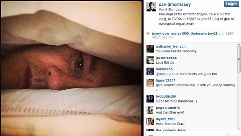 "The Walking Dead"-Star David Morrissey schaut recht verschlafen aus. (Bild: instagram.com/davidmorrissey)
