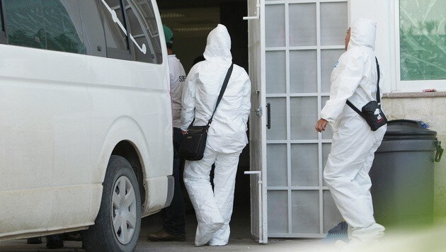 Forensiker untersuchen die Leichen aus dem Massengrab. (Bild: APA/EPA/Jose Mendez)