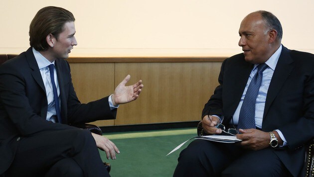 Sebastian Kurz mit dem ägyptischen Außenminister Sameh Shoukry (Bild: APA/BMEIA/DRAGAN TATIC)