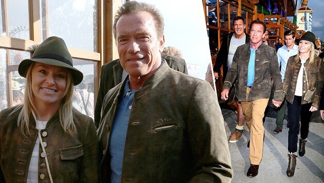 Hand in Hand zeigten sich Arnold Schwarzenegger und Heather Milligan auf der Wiesn. (Bild: Splash)
