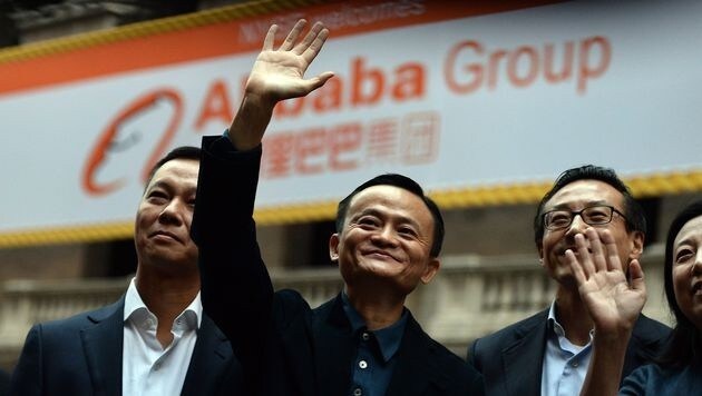 Alibaba-Gründer Jack Ma, ein einstiger Englischlehrer, freut sich über den Rekord-Börsengang. (Bild: AFP)