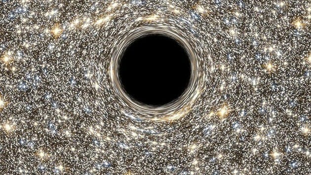 Künstlerische Darstellung des Schwarzen Lochs in der Galaxie M60-UCD1 (Bild: NASA/ESA)