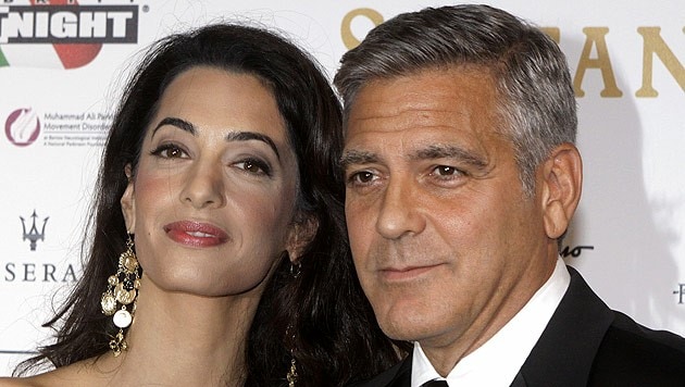 George Clooney und seine Verlobte Amal Alamuddin (Bild: AP)