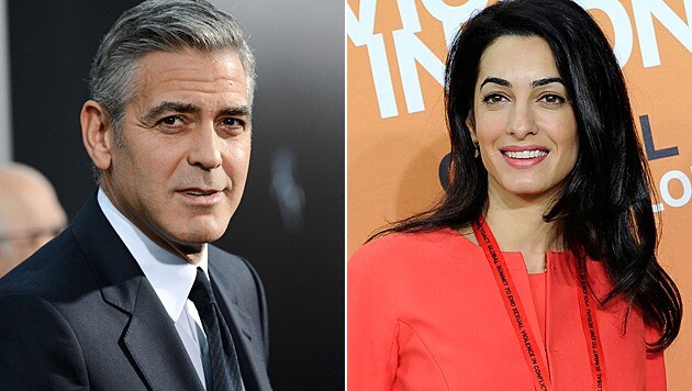 George Clooney Sprecher dementierte die Gerüchte um eine Schwangerschaft von Amal Alamuddin. (Bild: Evan Agostini/Invision/AP, APA/EPA/FACUNDO ARRIZABALAGA)