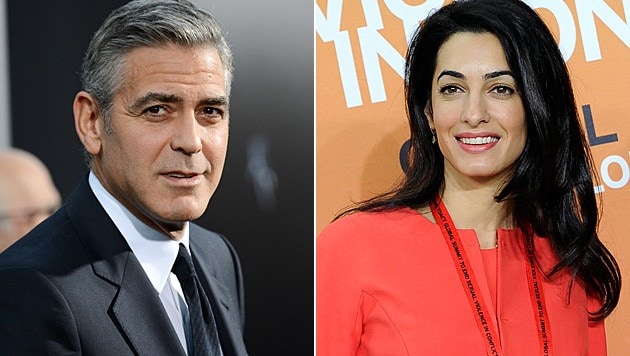 George Clooney Sprecher dementierte die Gerüchte um eine Schwangerschaft von Amal Alamuddin. (Bild: Evan Agostini/Invision/AP, APA/EPA/FACUNDO ARRIZABALAGA)