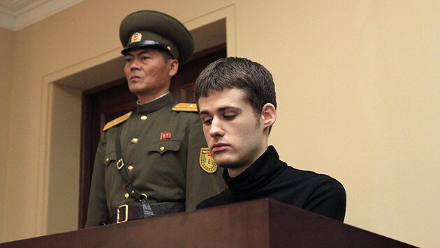 Matthew Miller während der Gerichtsverhandlung in Pjöngjang. (Bild: AP)