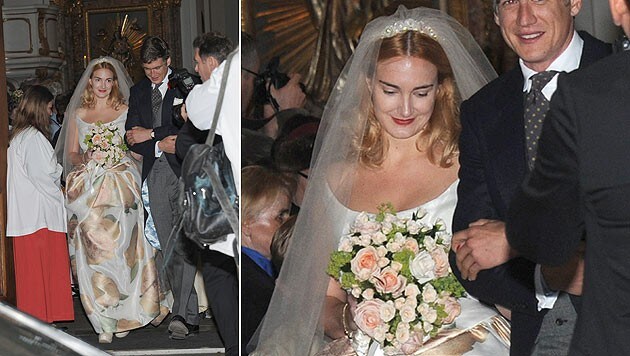 Die hinreißende Braut trug ein Kleid der britischen Designerin Vivienne Westwood. (Bild: APA/EPA/URSULA DUEREN)