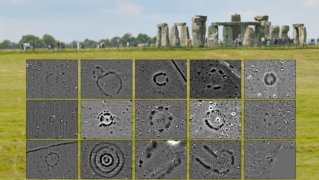 Mit magnetischen Sensoren gefundene, neue Monumente in Stonehenge (Bild: © 2014 LBI ArchPro)