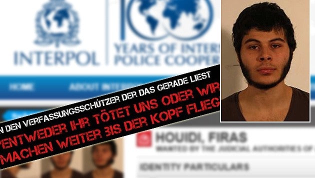 Firas Houidi steht nun auf der internationalen Fahndungsliste von Interpol. (Bild: Interpol, "Krone")