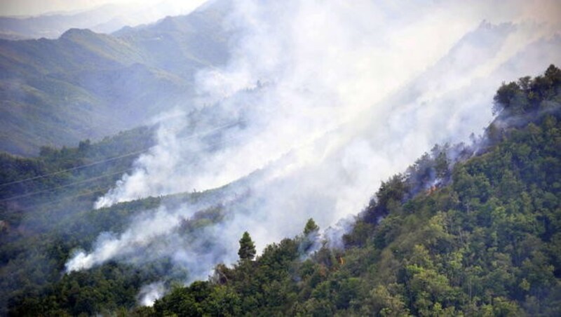 Der Absturz über bewaldetem Gebiet erschwert die Rettungsmaßnahmen. (Bild: AP)