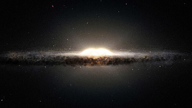 Die Milchstraße mit ihrer typischen Bulge im Zentrum (Bild: ESO/NASA/JPL-Caltech/M. Kornmesser/R. Hurt)