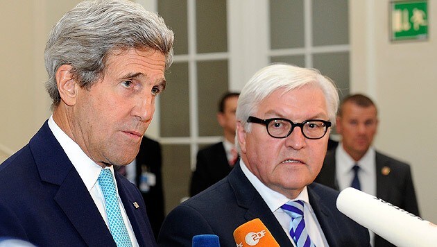 Außenminister Kerry und Steinmeier konnten nach den Verhandlungen kein positives Ergebnis vermelden. (Bild: APA/Hans Punz)