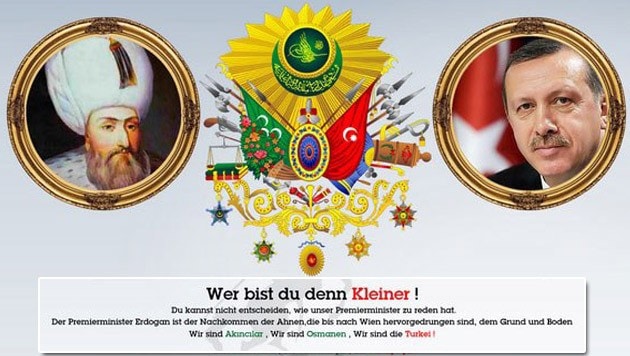 Türkische Hacker haben Kurz' Website mit einer angriffslustigen Botschaft versehen. (Bild: sebastian-kurz.at, krone.at-Grafik)