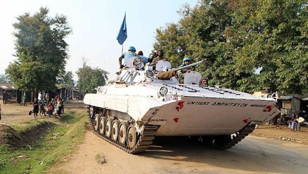 Ein UNO-Panzer im Kongo (Bild: AFP)